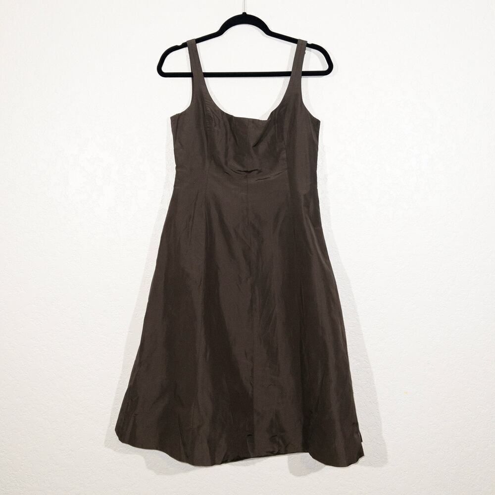 NWT J. Crew Espresso Brown 100% Silk Fit & Flare Dress Size‎ 8